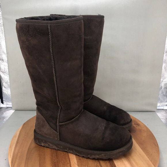 UGG Shoes - UGG Classic Tall Brown Suede Leather Winter Boots Womens Size 10 Pull On